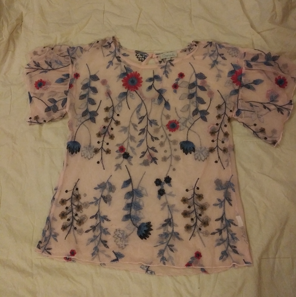 Chenault Mesh Embroidered Top